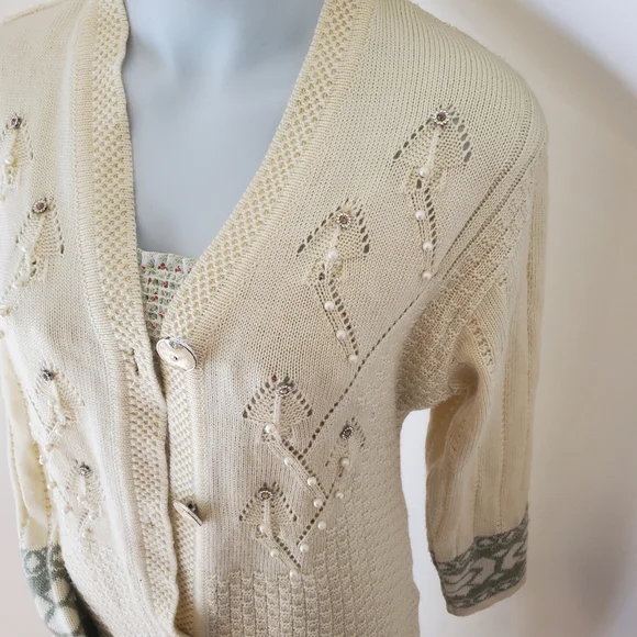 Vintage Pearl & Braid Embroidered Cardigan - Picture 5 of 12
